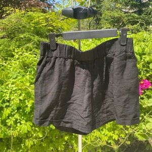 Black Linen-Like Shorts